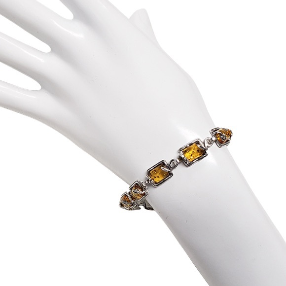 Citrine Amber 925 bracelet - Picture 2 of 6